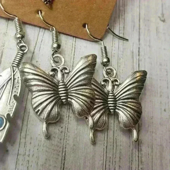 NWT Bohemian Vintage Earrings Silver Alloy Turquoise Bohemian Hippy Western - Picture 7 of 13